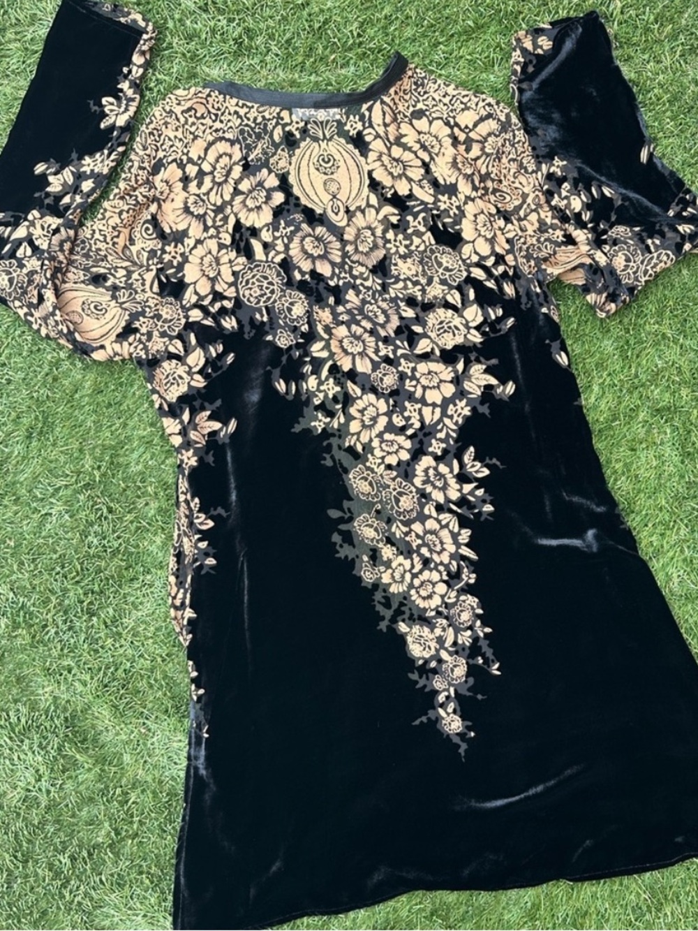 Vintage Y2K WhimsyGoth Fairy Floral Velvet Silk Burnout Kimono Cardigan Medium - Picture 9 of 12